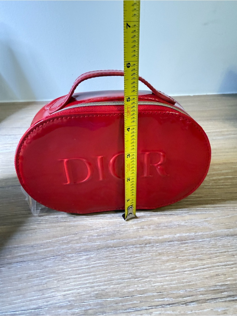 Dior Red Patent Logo Top-Handle Makeup Bag - Picture 12 of 13